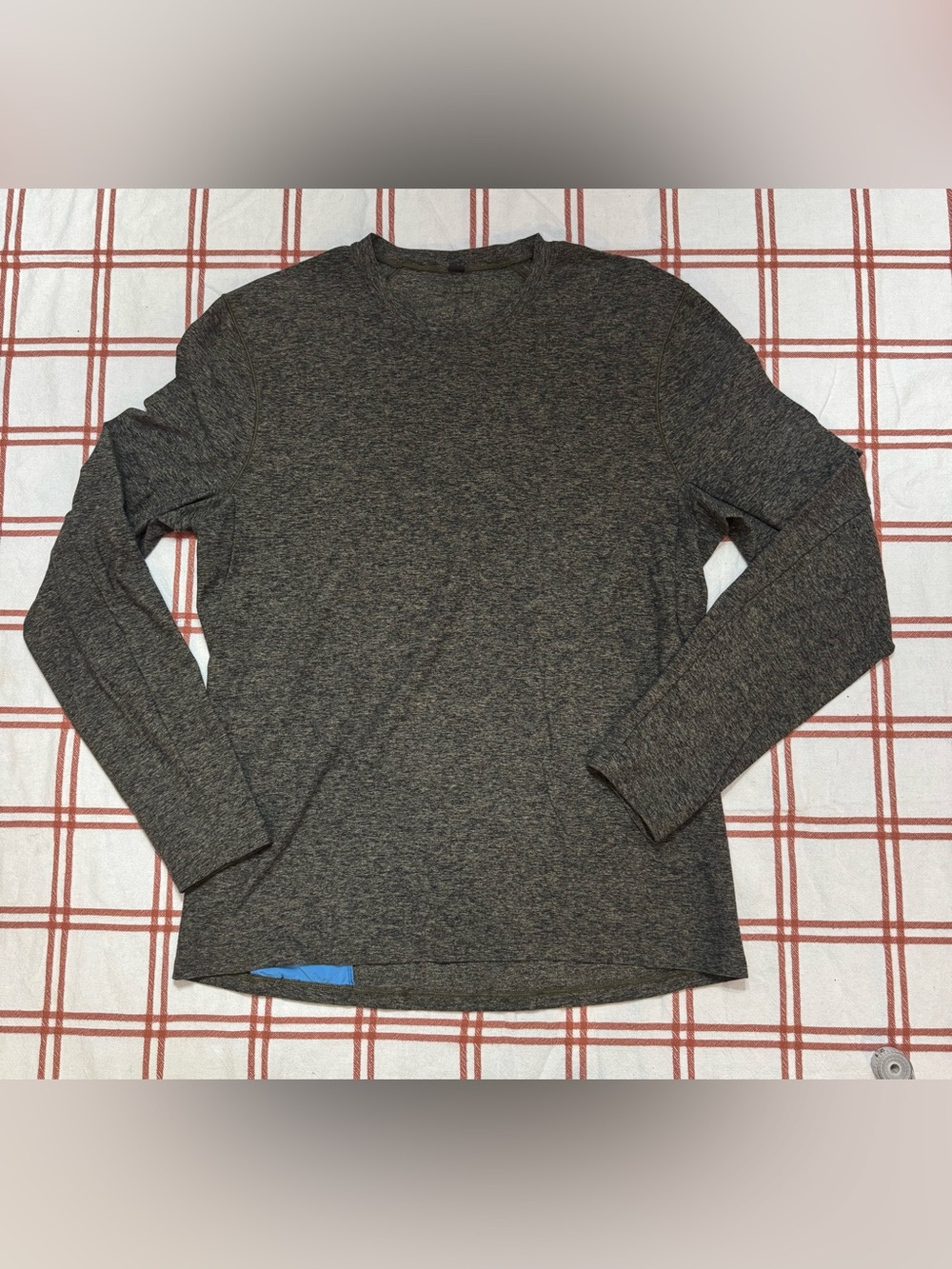 Lululemon Surge Warm Long Sleeve Shirt L Heathered Black Green Running
